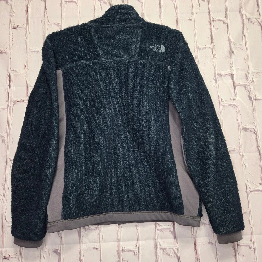 The North Face Fleece Jacket Polartec Full Zip Mock Neck Warm Blue Mens Medium